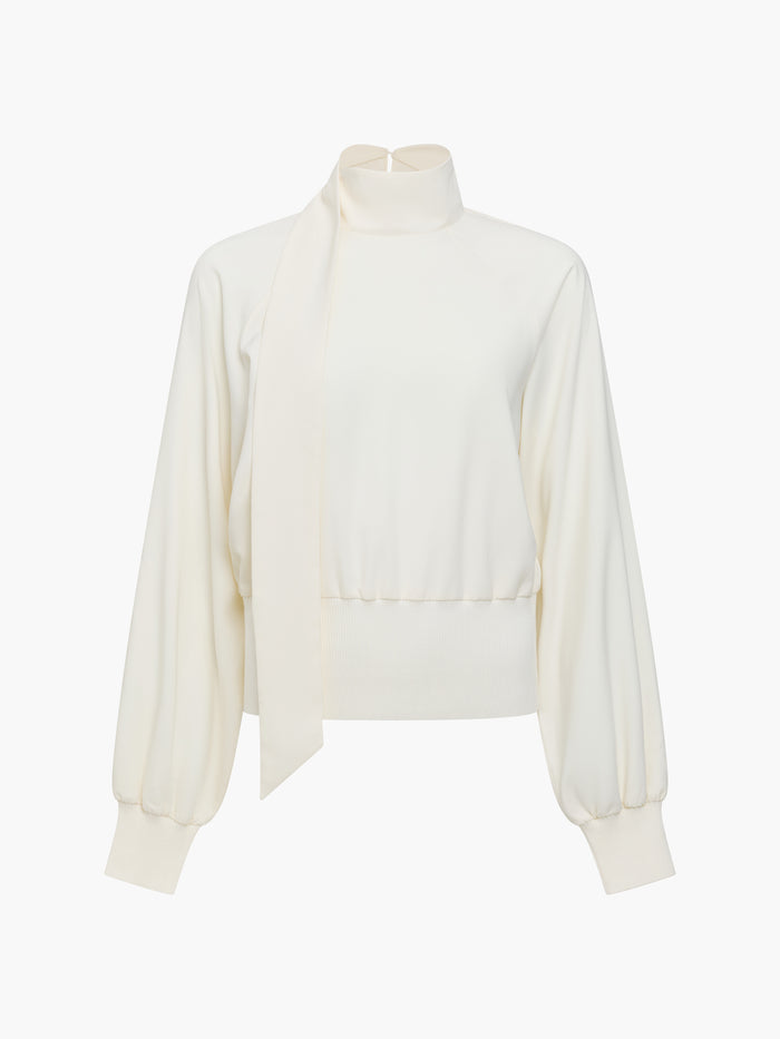 Krista Cream Scarf Neck Fitted Top