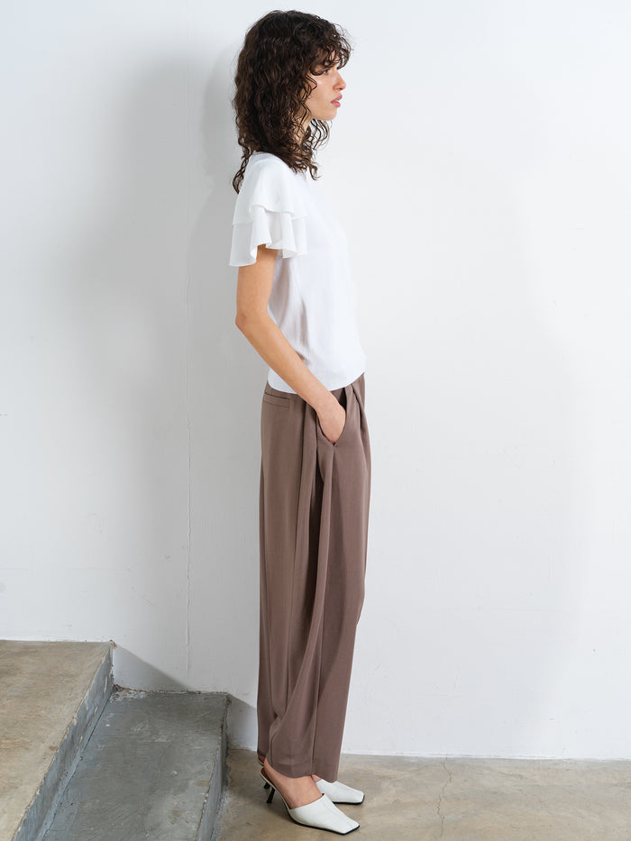 Krista Knit Mix Flutter Sleeve White Top
