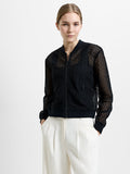 Krista Lace Mix Knit Bomber Jacket