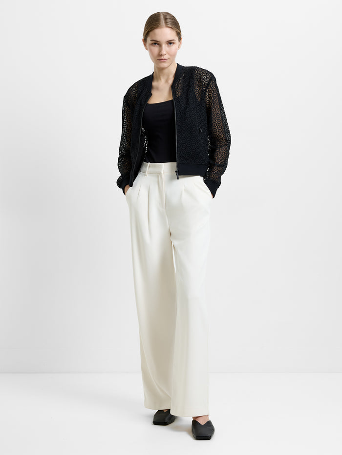 Krista Lace Mix Knit Bomber Jacket