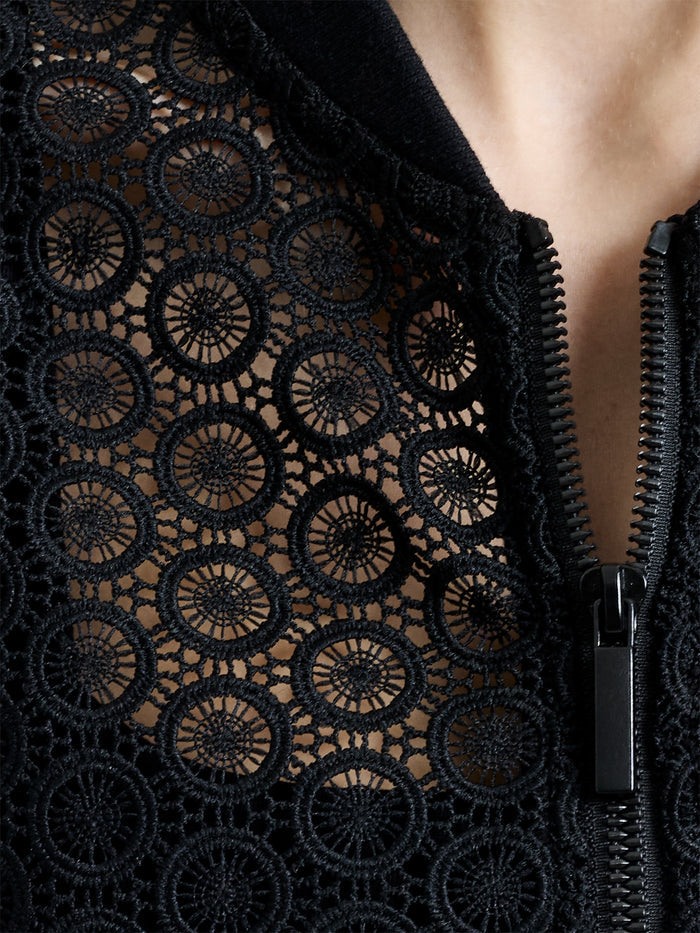 Krista Lace Mix Knit Bomber Jacket
