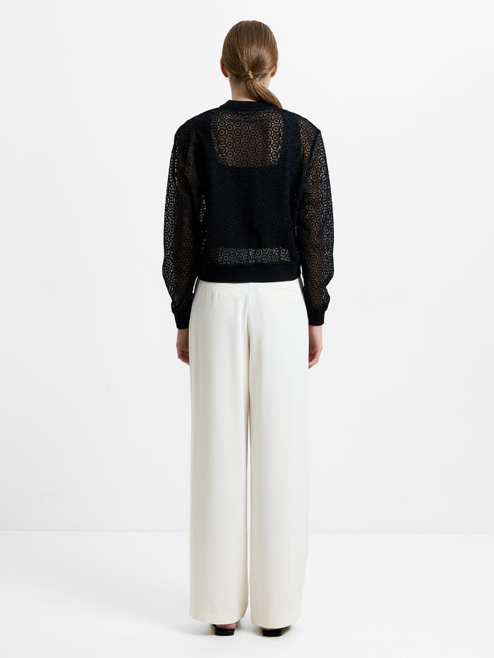 Krista Lace Mix Knit Bomber Jacket