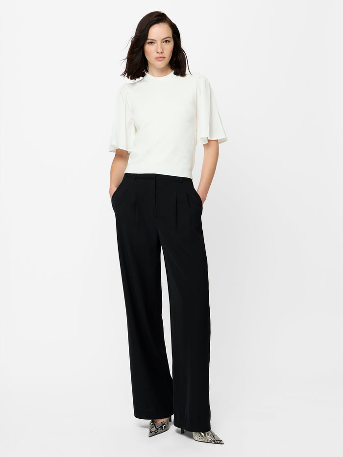 Krista White Knit Flutter Sleeve Top