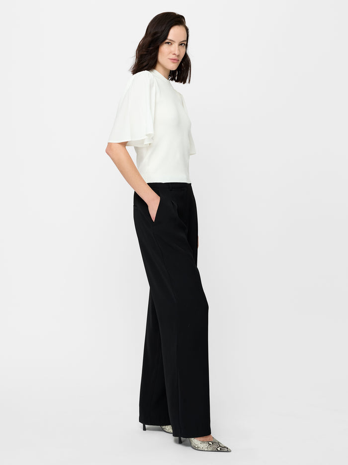 Krista White Knit Flutter Sleeve Top