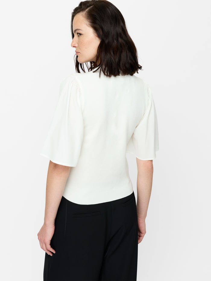 Krista White Knit Flutter Sleeve Top