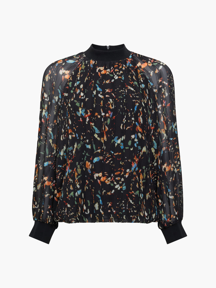 Kylie Black Abstract Printed Crinkle Blouse