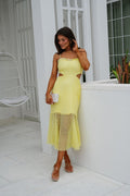 Landry Crochet Midi Dress-Yellow