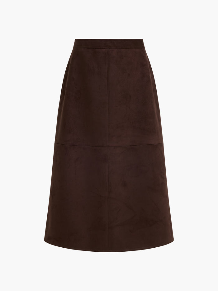 Laney Brown Faux Suede Midi Skirt