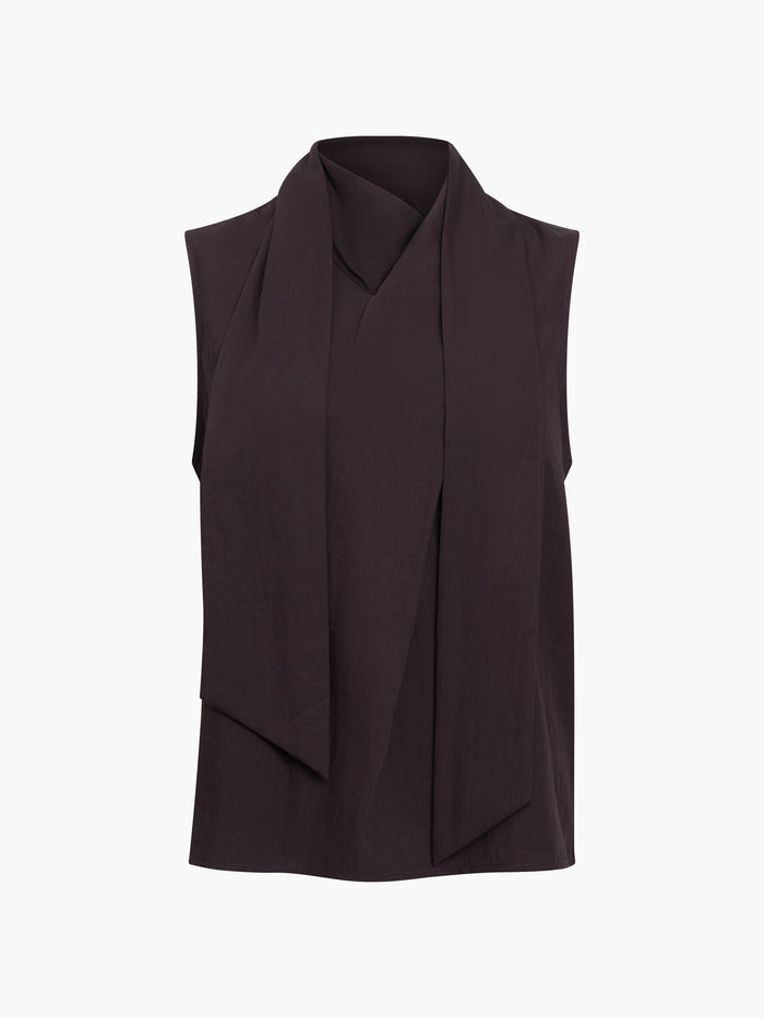Leela Brown Scarf Neck Sleeveless Top