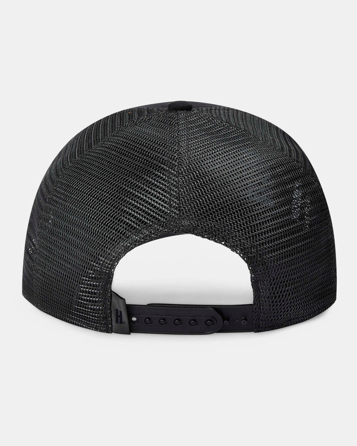 Black mesh cap on a light gray background