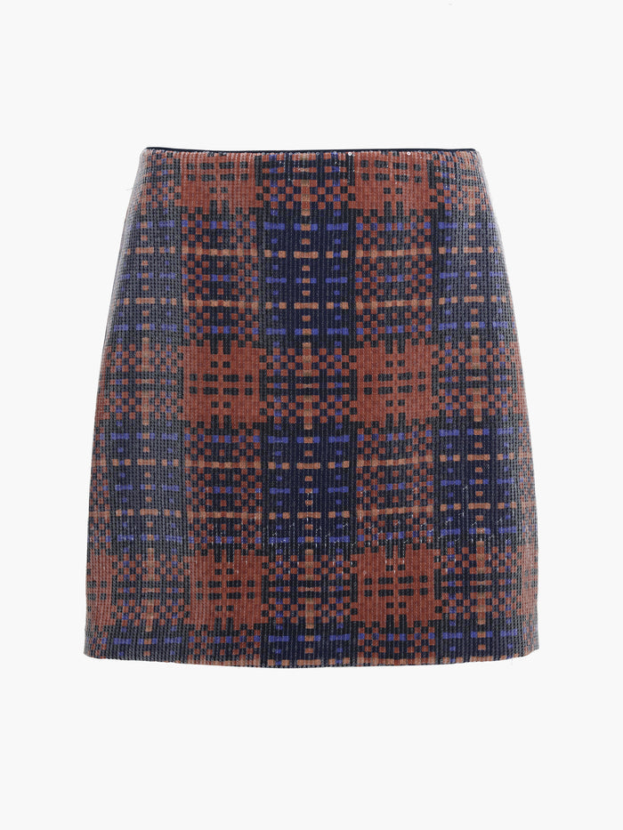 Lexi Abstract Check Sequin Mini Skirt