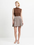 Lexi Tailored Brown Gingham Mini Skirt