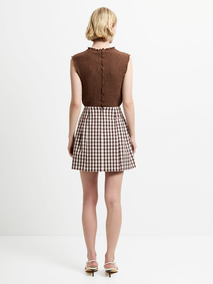 Lexi Tailored Brown Gingham Mini Skirt