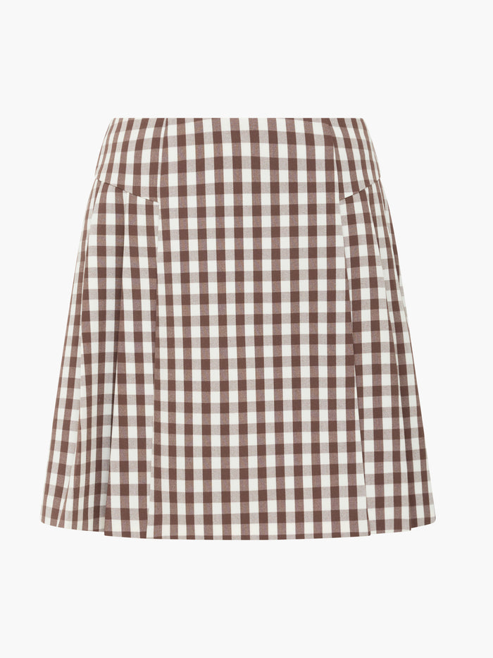 Lexi Tailored Brown Gingham Mini Skirt