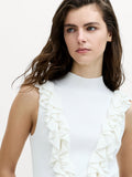 Lia White Sleeveless Ruffled Knit Top