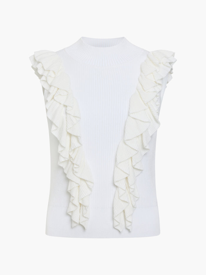 Lia White Sleeveless Ruffled Knit Top