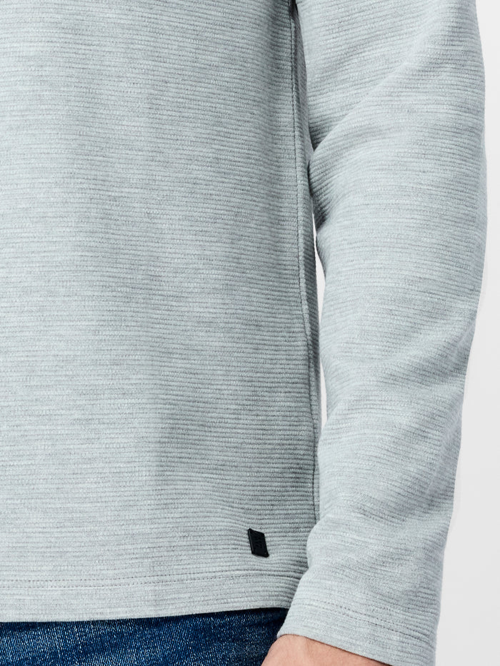 Light Grey Ottoman Half Zip Long Sleeve Polo Shirt