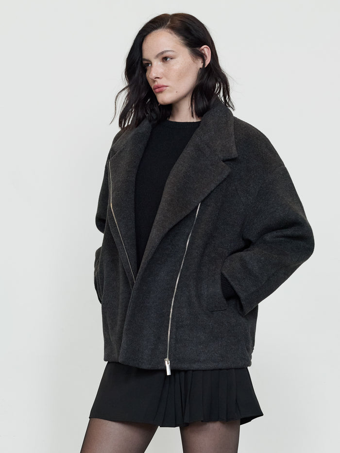 Lilia Dark Grey Bomber Coat