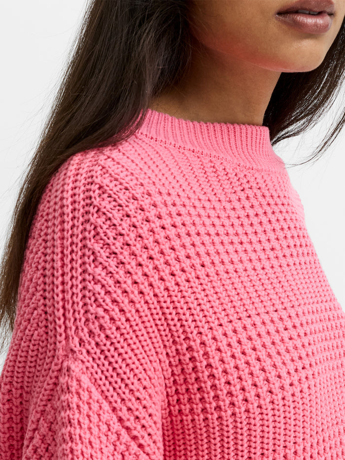 Lily Mozart Pink Textured Mock Neck Jumper