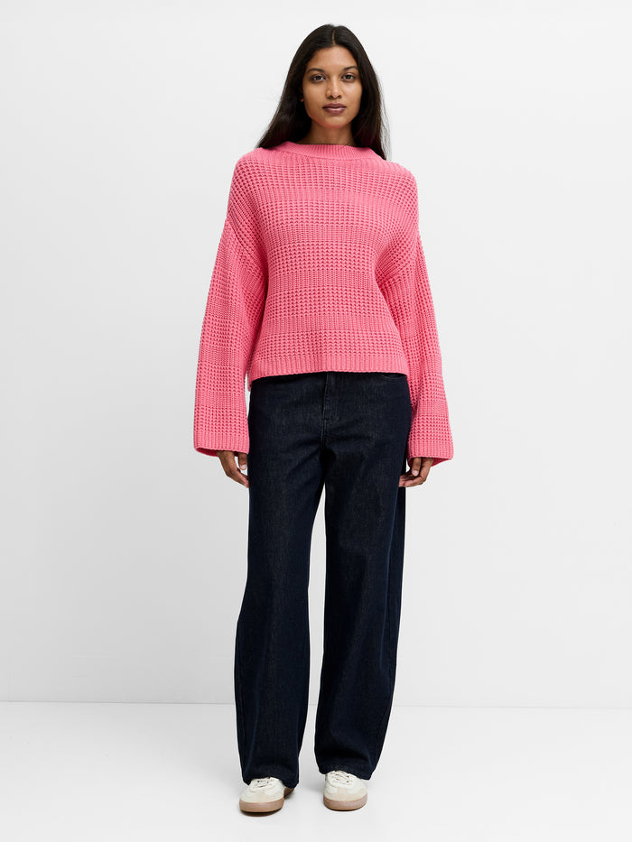 Lily Mozart Pink Textured Mock Neck Jumper