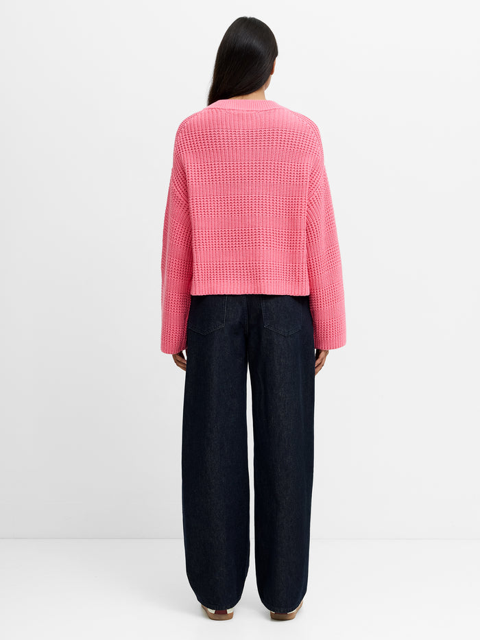 Lily Mozart Pink Textured Mock Neck Jumper