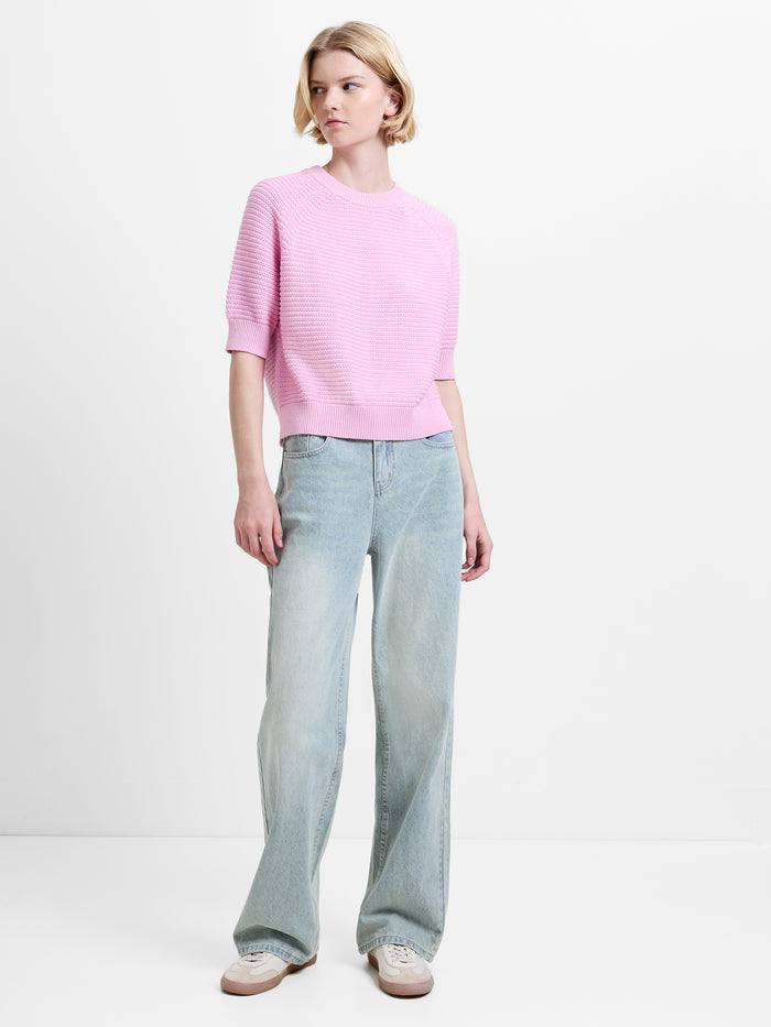 Lily Mozart Purl Knit Light Pink Short Sleeve Jumper