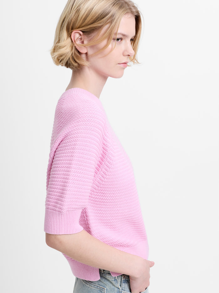 Lily Mozart Purl Knit Light Pink Short Sleeve Jumper