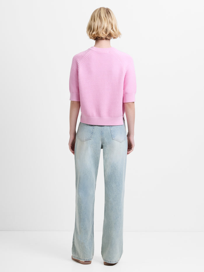 Lily Mozart Purl Knit Light Pink Short Sleeve Jumper