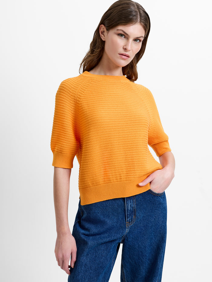 Lily Mozart Purl Knit Orange Short Sleeve Jumper