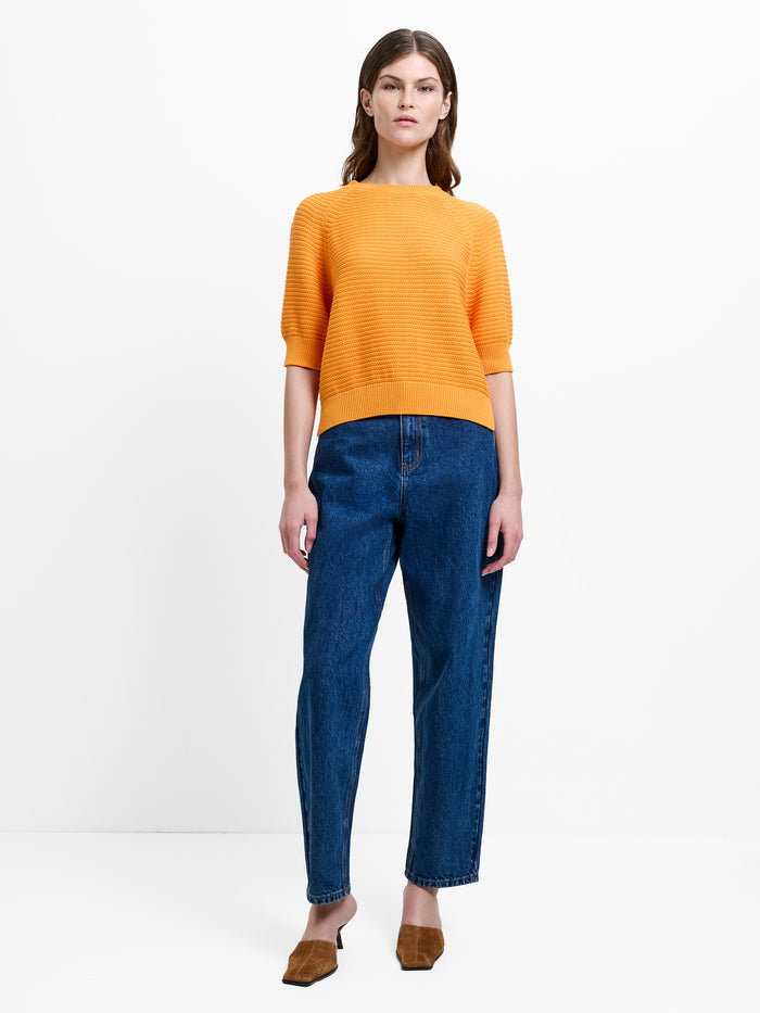 Lily Mozart Purl Knit Orange Short Sleeve Jumper