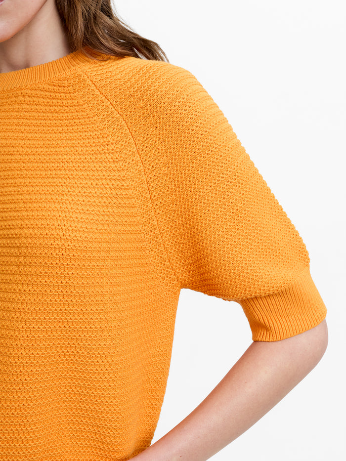 Lily Mozart Purl Knit Orange Short Sleeve Jumper