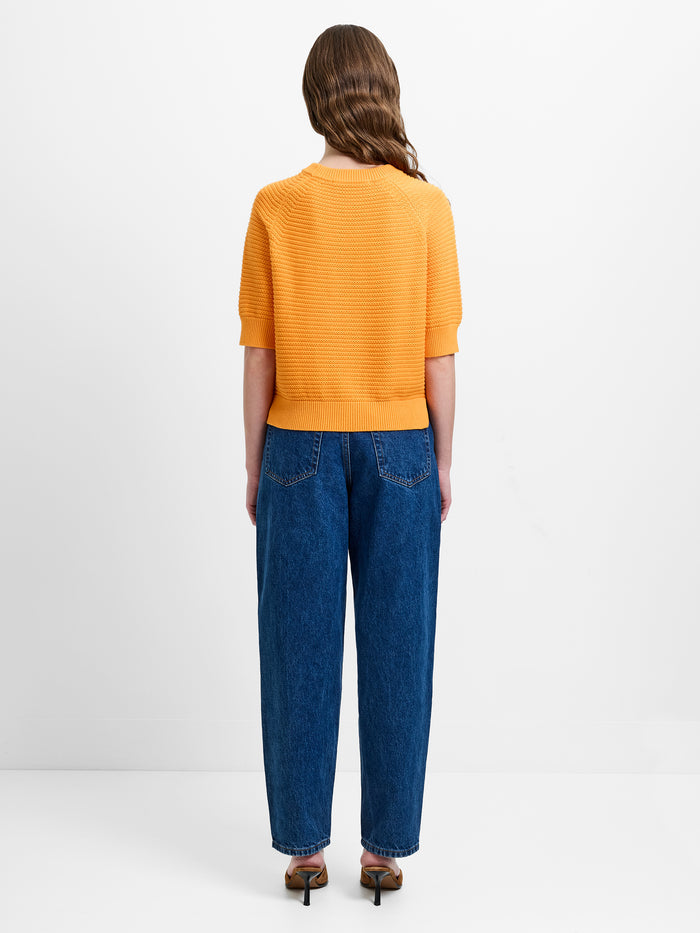 Lily Mozart Purl Knit Orange Short Sleeve Jumper