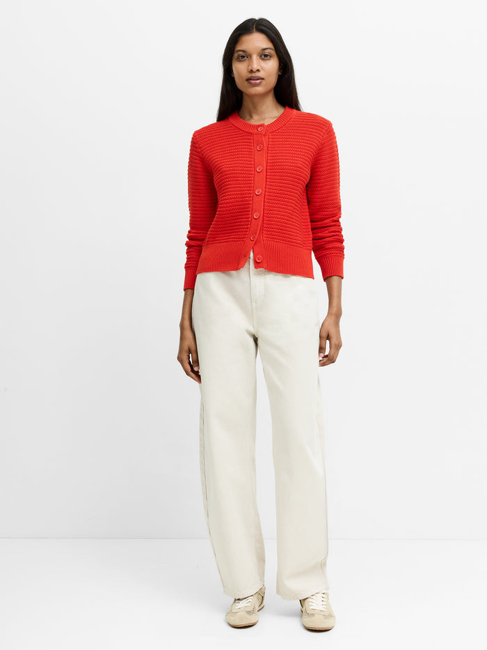Lily Mozart Red Purl Knit Cardigan