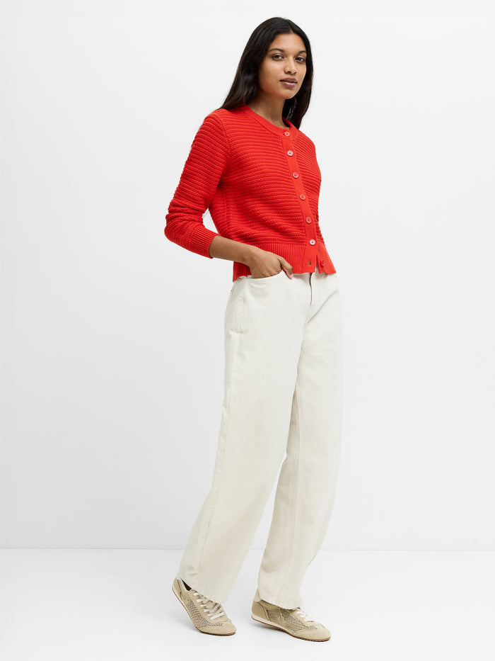 Lily Mozart Red Purl Knit Cardigan