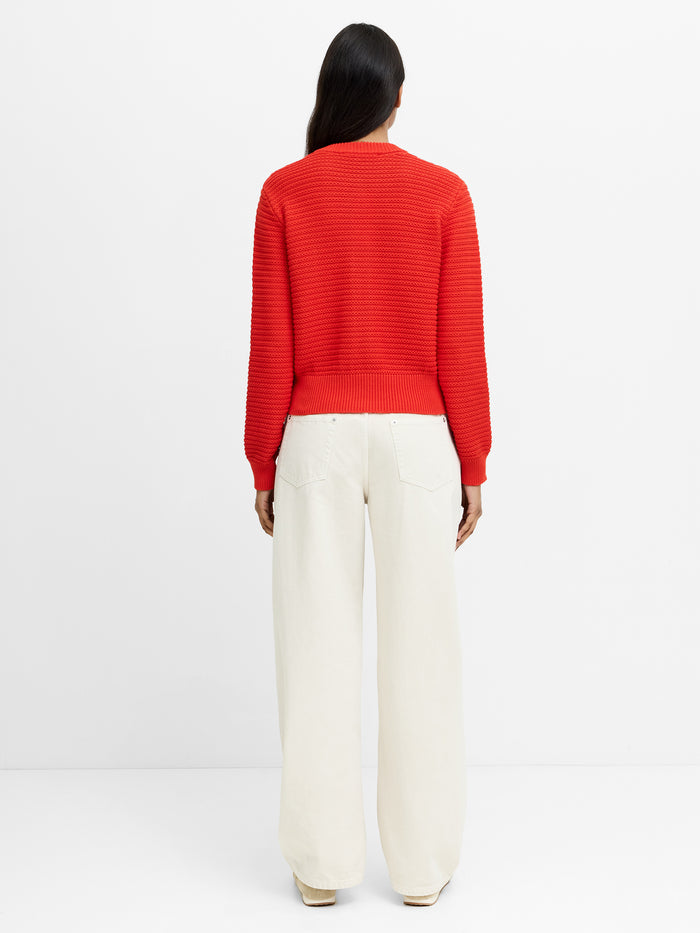 Lily Mozart Red Purl Knit Cardigan