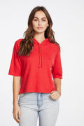 Linen French Terry 3/4 Sleeve Raglan Pullover Hoodie WOMENS - chaserbrand