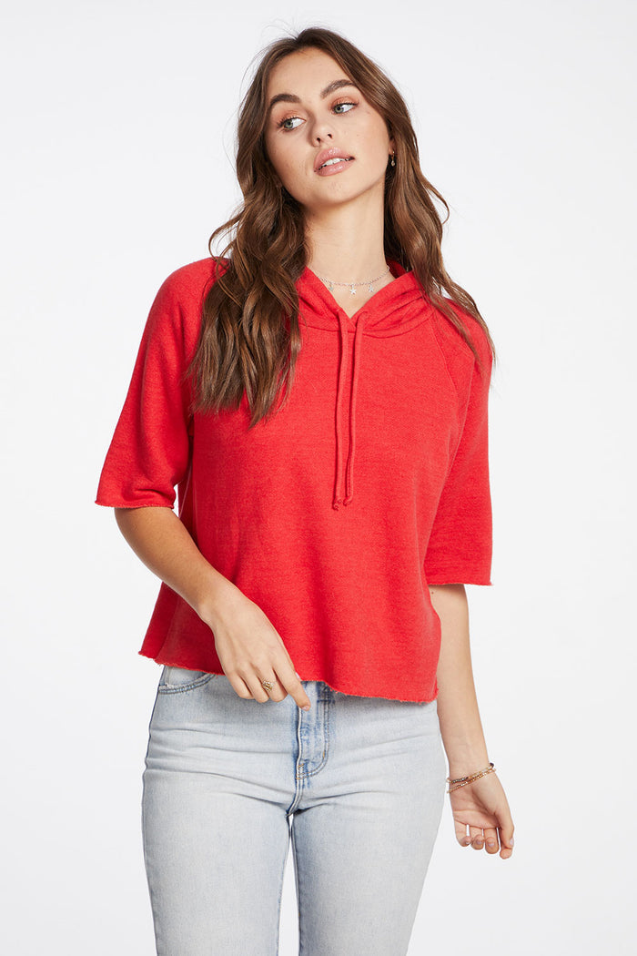 Linen French Terry 3/4 Sleeve Raglan Pullover Hoodie WOMENS - chaserbrand