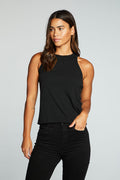 Linen Rib High Neck Racer Tank WOMENS chaserbrand