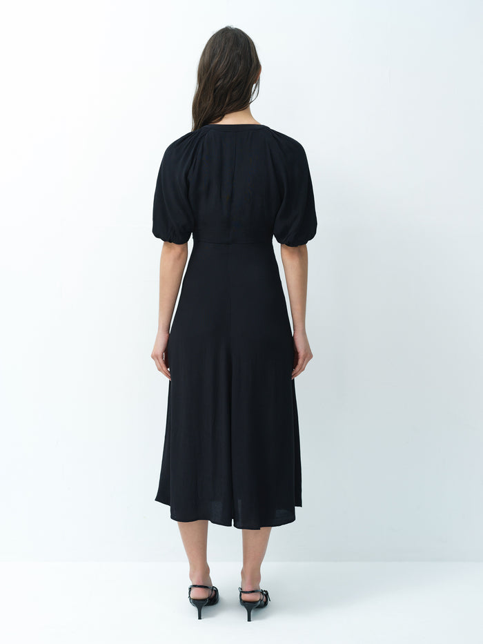 Lizzy Eco Blue Floral Button-Through Midi Dress