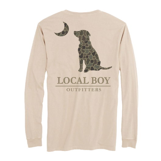 Local boy Youth Brush Camo Dog & Moon LS Tee