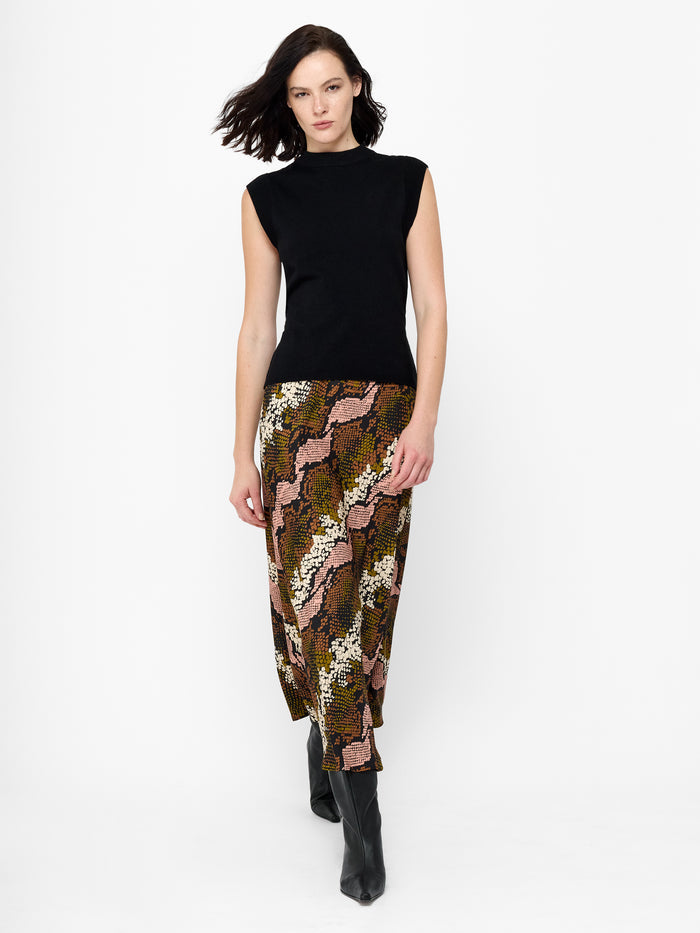 Lola Snake Print Satin Maxi Skirt