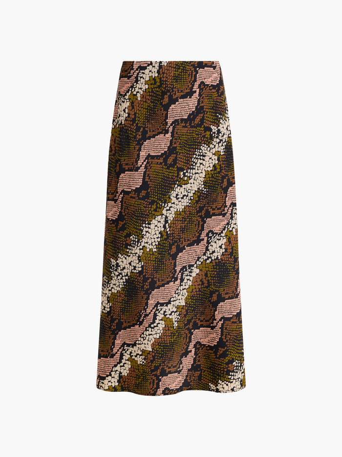 Lola Snake Print Satin Maxi Skirt