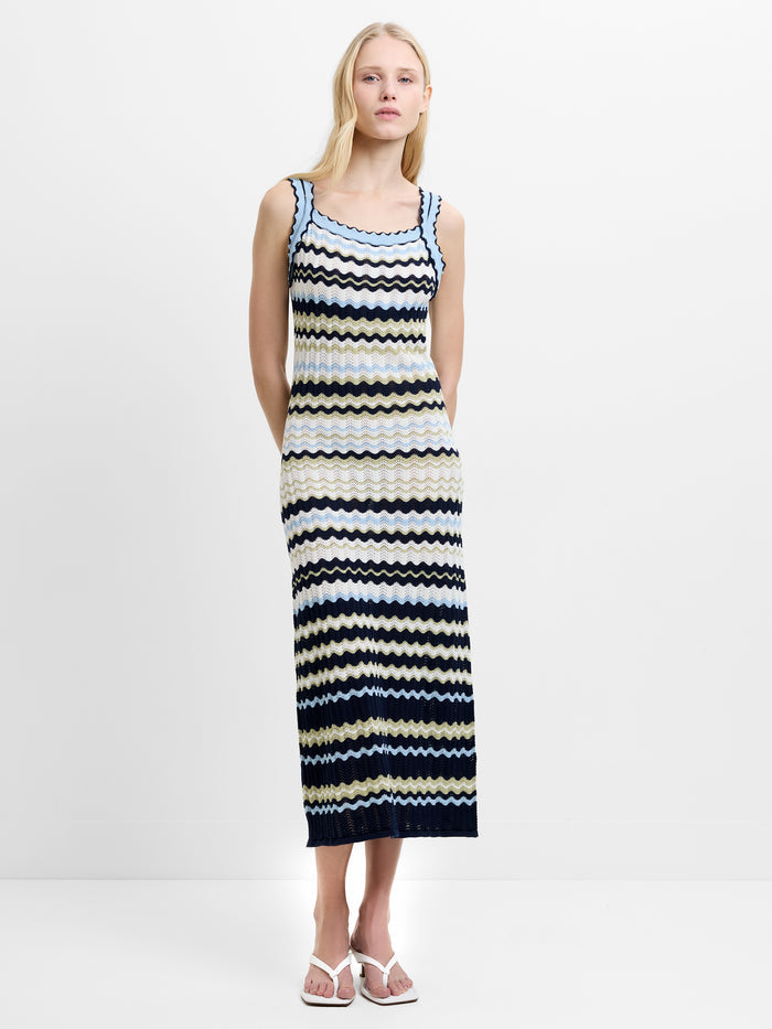 London Multi-Colour Striped Knit Midi Dress