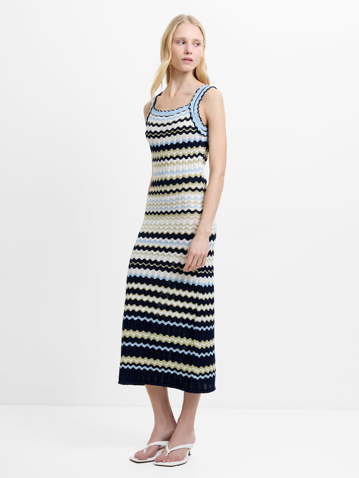London Multi-Colour Striped Knit Midi Dress