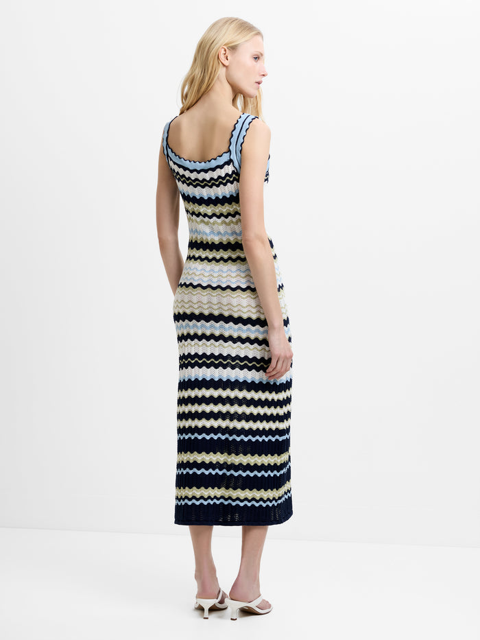London Multi-Colour Striped Knit Midi Dress
