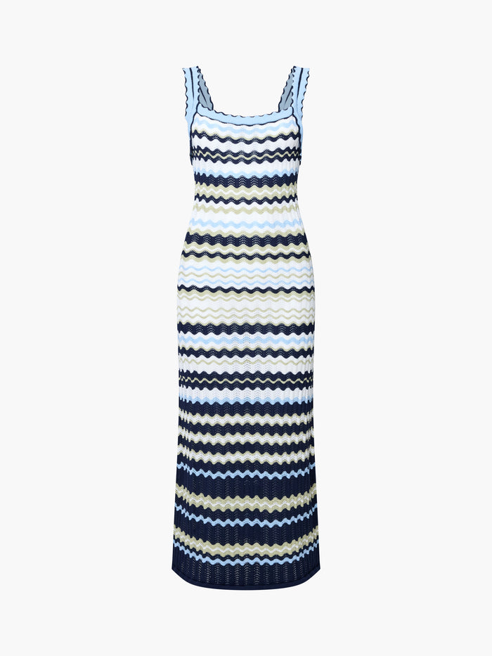 London Multi-Colour Striped Knit Midi Dress