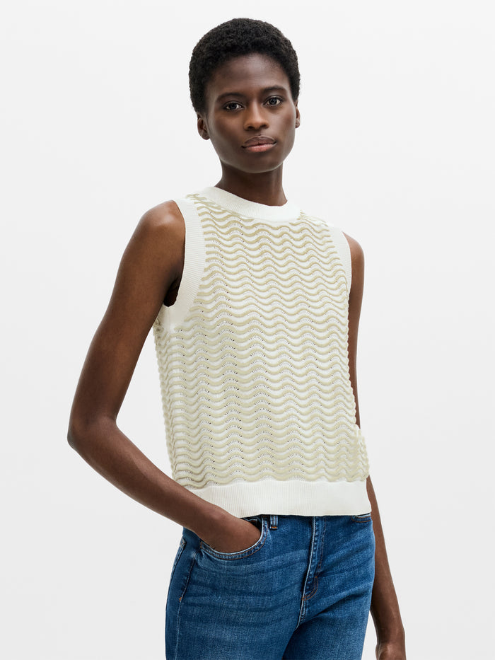 London Sleeveless Wave Knit Jumper
