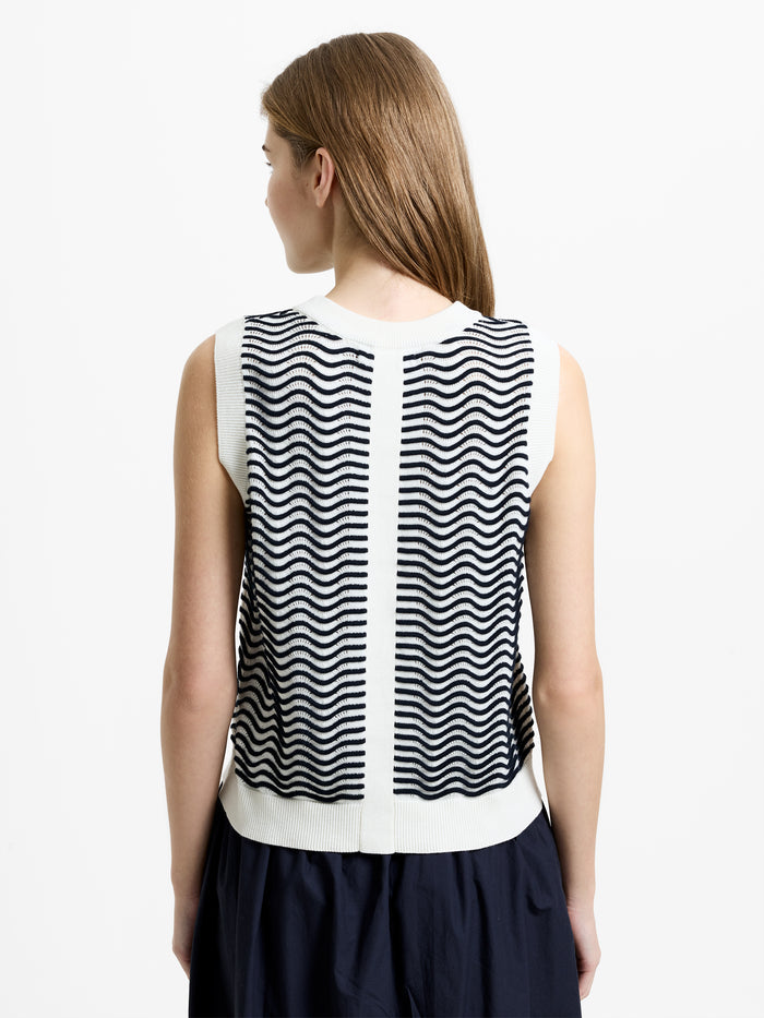 London Sleeveless Wave Knit Jumper
