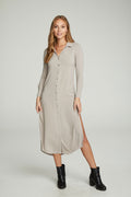 Long Sleeve Button Down Shirttail Maxi Skirt WOMENS chaserbrand
