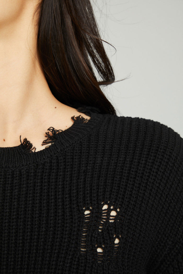 Long Sleeve Crew Neck Deconstructed Sweater Pullover WOMENS chaserbrand